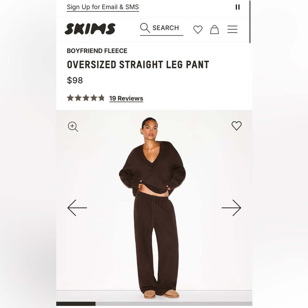 SKIMS Boyfriend Fleece Oversized straight leg pant